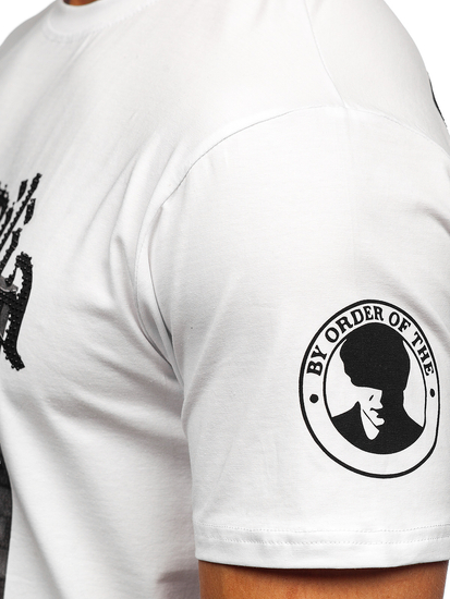 Tricou alb cu grafică decorativă Bolf 21004