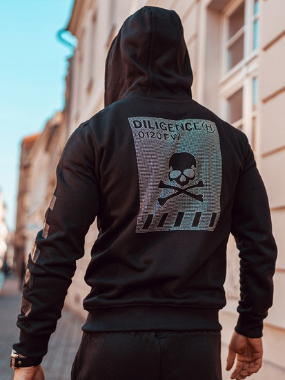 Hanorac cu imprimeu bărbați negru Bolf 33101