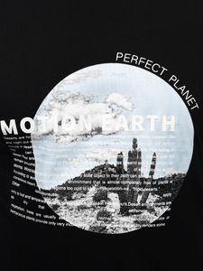 Tricou bărbătesc din bumbac negru cu imprimeu Bolf MPO3466