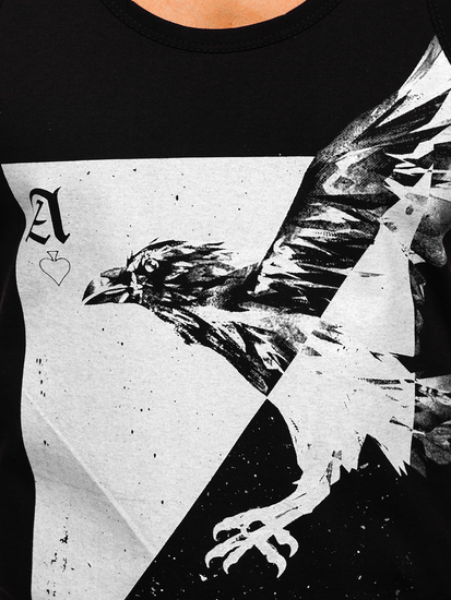 Maiou negru tank top cu imprimeu Bolf 14829