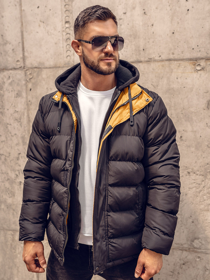 Geacă de iarnă matlasată neagră Bolf 7145A