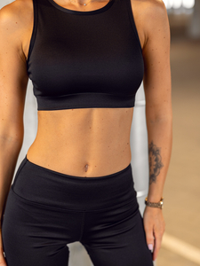 Set sport negru din două piese pentru femei Bolf XL014A