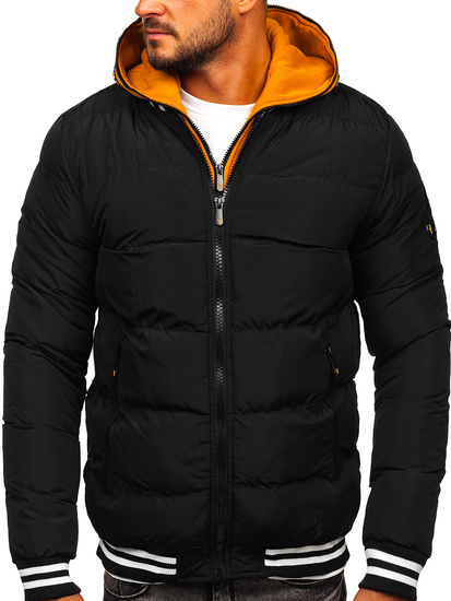 Geacă neagră de iarnă matlasată Bolf 6900