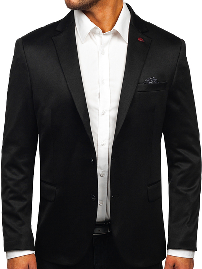 Jachetă elegantă bărbătească neagră Bolf 022