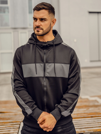 Hanorac negru cu imprimeu Bolf 27B8121