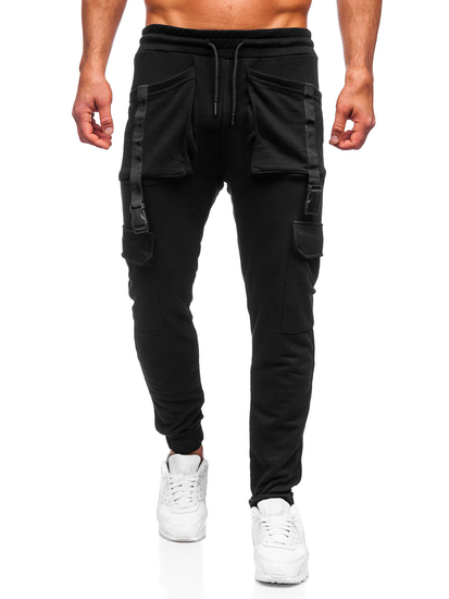 Pantaloni joggers cargo negri Bolf 6584