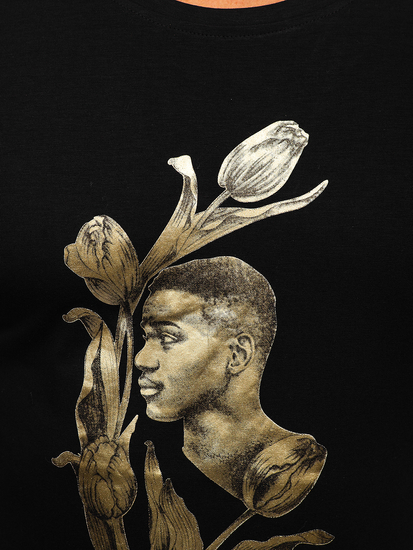 Tricou negru cu imprimeu Bolf Y70052