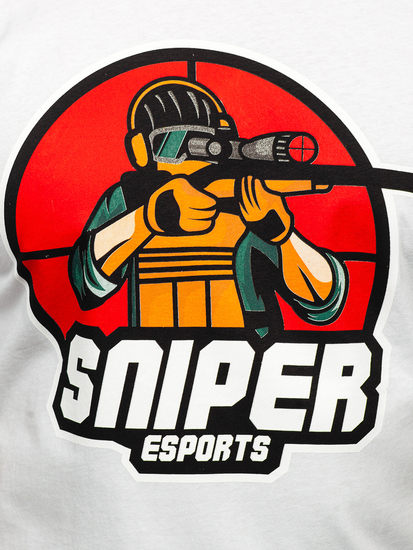 Tricou din bumbac alb cu imprimeu Bolf 143022