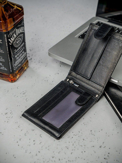 Portofel de piele bărbați negru 3080