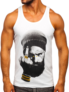 Maiou tank top cu imprimeu alb Bolf 14842