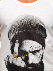 Maiou tank top cu imprimeu alb Bolf 14842