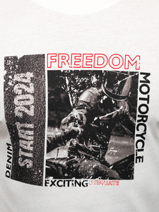 Tricou bărbătesc din bumbac alb cu imprimeu Bolf MPO3475