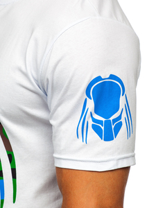 Maiou alb bărbătesc din bumbac cu imprimeu simplu Bolf 1205