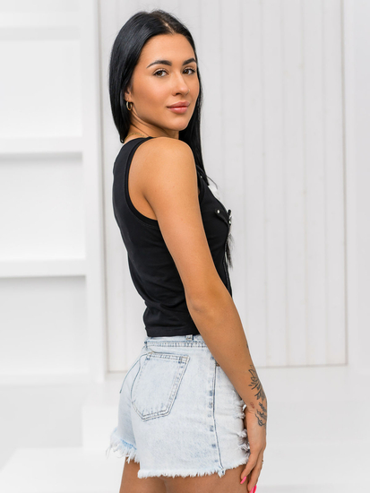 Tricou boxer de dama negru cu aplicatie Bolf 96T653