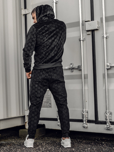 Trening catifea negru cu glugă Bolf 3A81-A