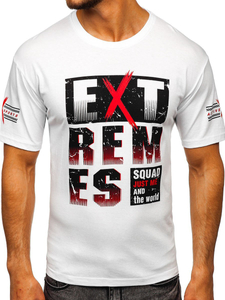 Tricou alb cu imprimeu Bolf 14312