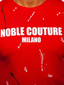 Tricou bărbătesc din bumbac roșu cu imprimeu Bolf MPO3443