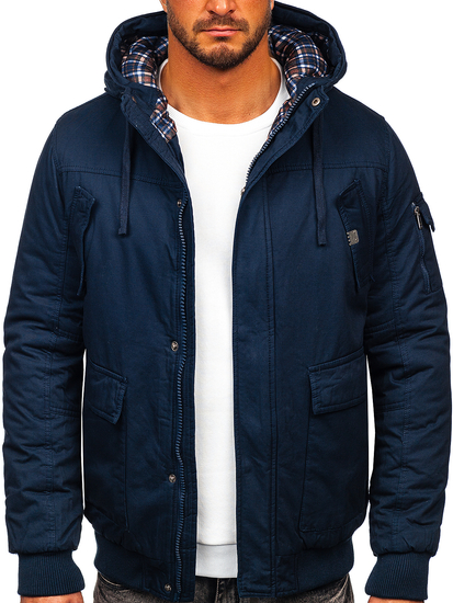 Geacă de iarnă groasă bumbac bleumarin Bolf 1890