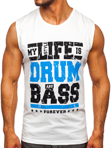 Maiou alb tank top cu imprimeu Bolf 14854