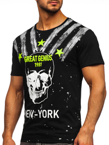 Tricou negru cu imprimeu Bolf Y70006