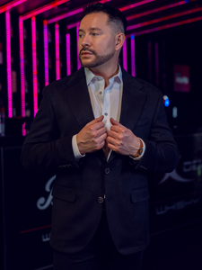 Sacou negru din catifea pentru bărbați Bolf 24410