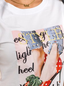 Tricou alb de dama cu imprimeu Bolf 95T2506