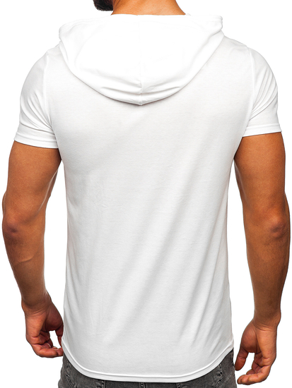 Tricou alb cu imprimeu și glugă Bolf 8T979