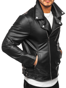 Geacă de piele neagră Bolf 0006