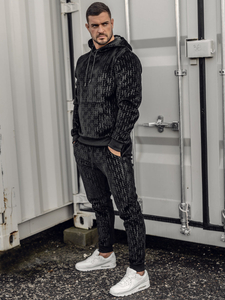 Trening catifea negru cu glugă Bolf 3A81-A