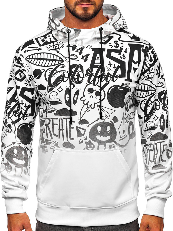 Hanorac cu imprimeu alb 8B995