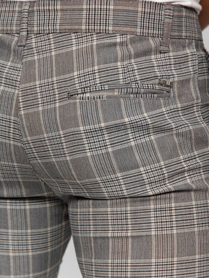 Pantaloni formali gri in carouri pentru barbati Bolley 184171