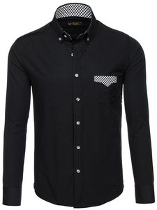 Cămașă elegantă bărbați neagră Bolf Bolf 4711