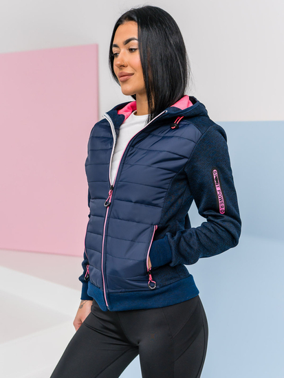 Hanorac cu glugă matlasată pentru femei bleumarin Bolf KSW4001
