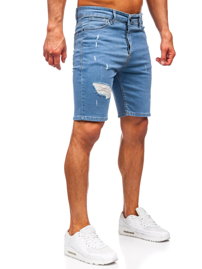 Pantaloni scurți din denim pentru bărbați bleumarin Bolf 0429