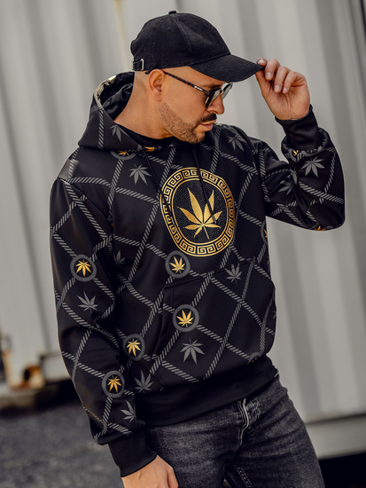 Hanorac negru cu imprimeu Bolf HM630