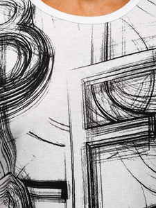 Tricou alb imprimat pentru bărbați Bolf KS2525T