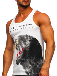 Maiou alb tank top cu imprimeu Bolf 14836