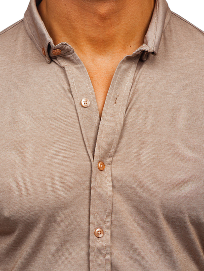 Cămașă cu mâneca scurtă maro Bolf 2005