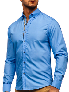 Cămașă albastră cu mâneca lungă Bolf 20715