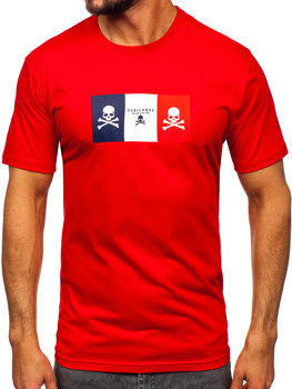 Tricou din bumbac roșu cu imprimeu Bolf 14784