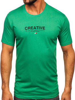 Tricou din bumbac verde cu imprimeu Bolf 14759