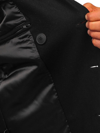 Palton de iarnă negru două rânduri de nasturi bărbați Bolf 8801