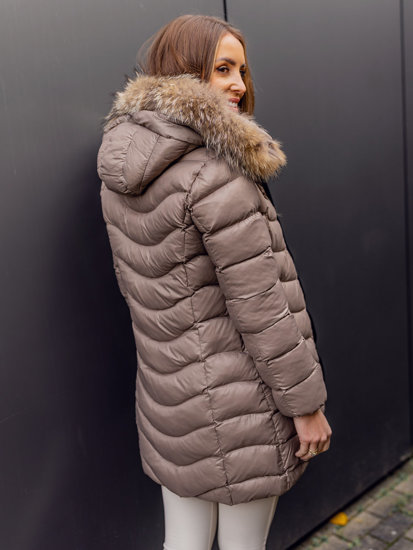 Palton-geacă de iarnă cu blană naturală dame Bolf M688
