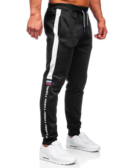 Pantaloni de trening cu imprimeu negru-albastru Bolf AM125