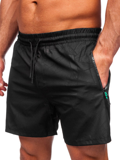 Pantaloni scurți de baie negru-verde Bolf 7713