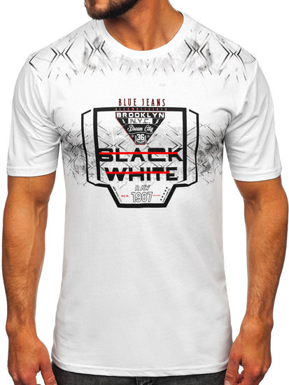 T-shirt pentru bărbați cu imprimeu alb Bolf 14207