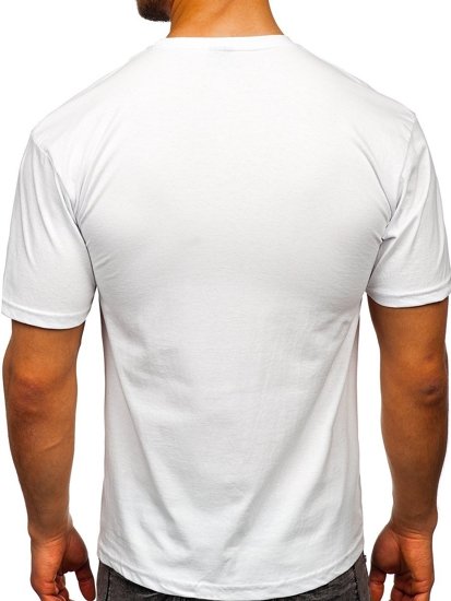 Tricou alb cu imprimeu bărbati Bolf 14333