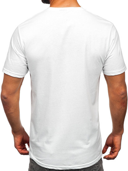 Tricou din bumbac alb cu imprimeu Bolf 14759