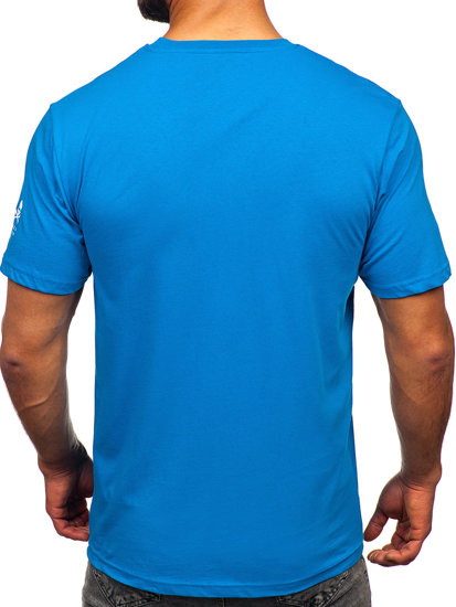 Tricou din bumbac albastru-aprins cu imprimeu Bolf 14784