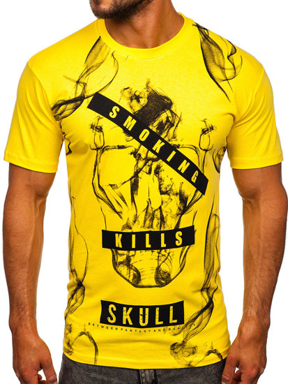 Tricou din bumbac cu imprimeu galben Bolf  14701